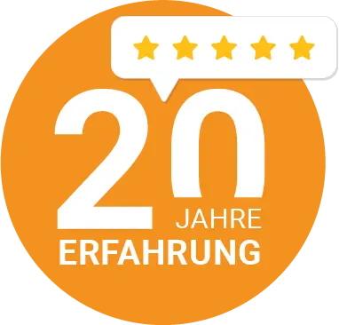 20 Jahre Erfahrung Logo mit Bewertung